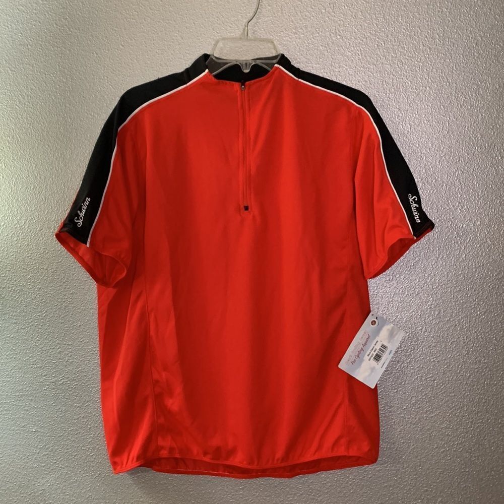 🟢3 for $20——/SCHWINN cycling shirt black trim back pockets men’s sz L